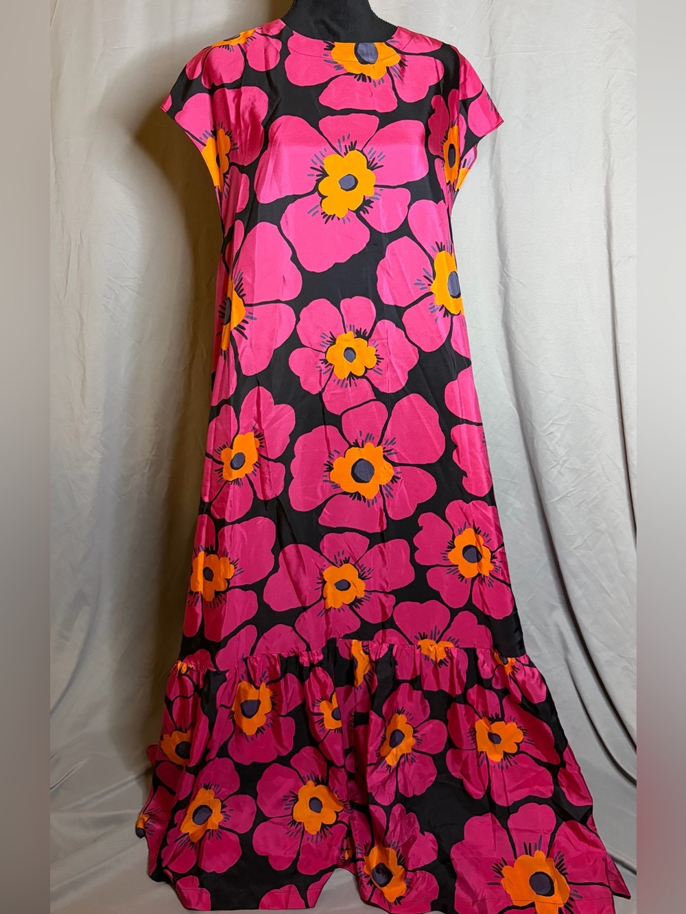 Free People Pink Floral Maxi Dress with Orange Accents - Picture 2 of 8
